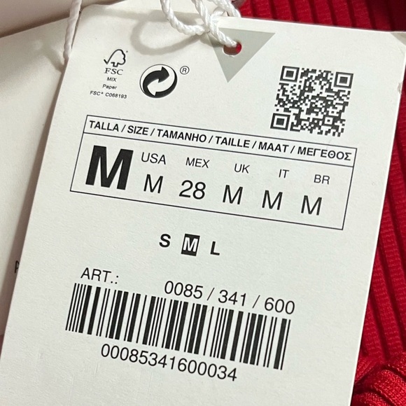 Zara x Kappa • NWT Red Ribbed Fabric Stretchy Shorts - Picture 6 of 7